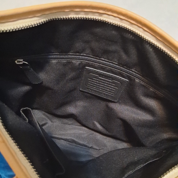 Coach Peyton Embossed Patent Leather Shoulder Bag Black-Tan - Picture 12 of 15